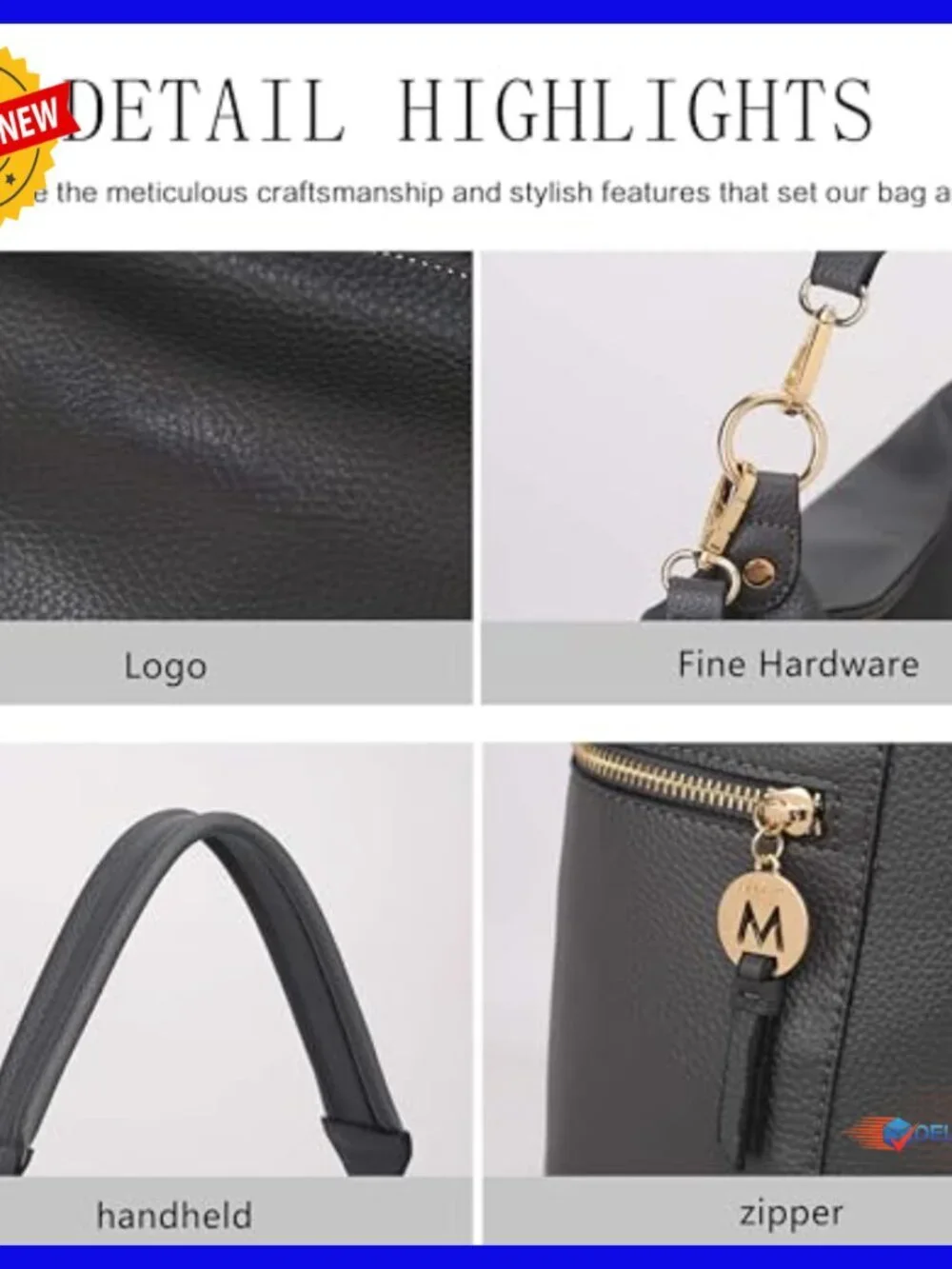 Large Vegan Leather Hobo Bag with Adjustable Strap and Matching Wallet
